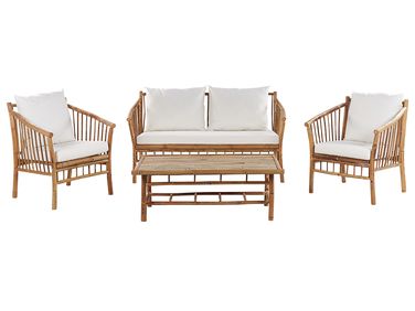 Garden Lounge Set with Table 4 Seater MAGGIORE Bamboo Light Brown