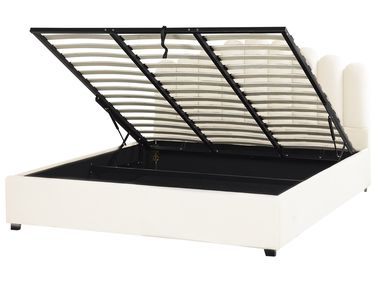 Bed met opbergruimte Fluweel VINCENNES 180 x 200 cm Gebroken wit