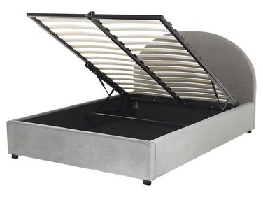 Bed met opbergruimte Fluweel VAUCLUSE 160 x 200 cm Lichtgrijs