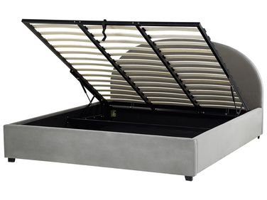 Bed met opbergruimte Fluweel VAUCLUSE 180 x 200 cm Lichtgrijs