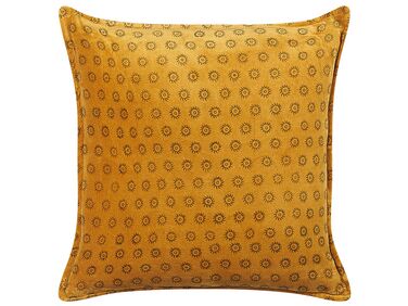 Coussin RAPIS Velours 45 x 45 cm Jaune Motif géométrique