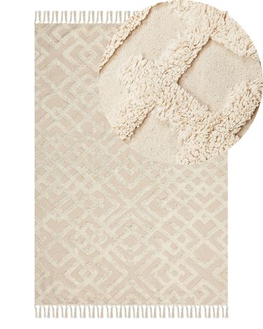 Rug ARDAHAN Beige 140 x 200 cm Cotton