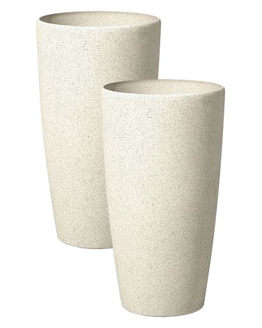 Set van 2 bloempotten ABDERA 23 cm Lichtbeige