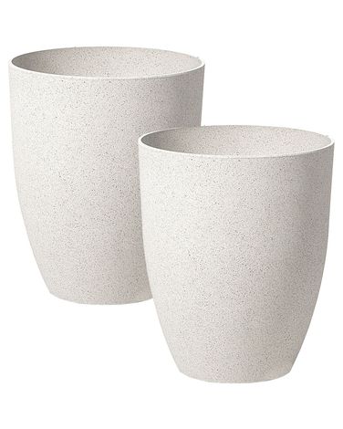 Set van 2 bloempotten CROTON 35 cm Gebroken wit