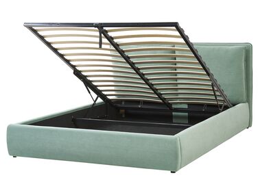 Bed met opbergruimte Fluweel BAJONNA 160 x 200 cm Mintgroen