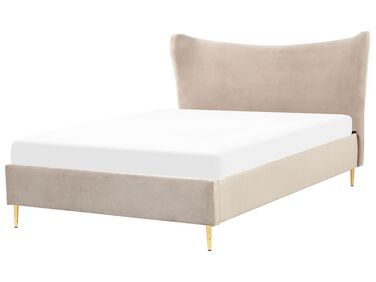 Bed Fluweel CHALEIX 140 x 200 cm Taupe