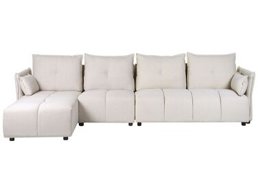 Canapé d'angle 4 places TOMRA Tissu Beige Côté droit