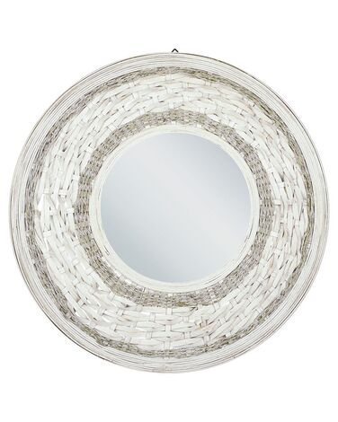 Wall Mirror SOLEDAD 61 cm 61 cm Bamboo White