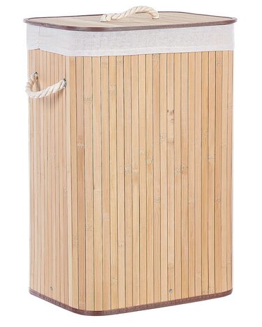 Laundry Basket KOMARI Bamboo Light Brown 72 L