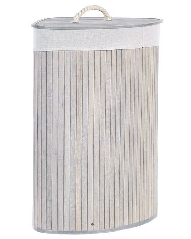Laundry Basket MATARA Bamboo Light Grey 57 L