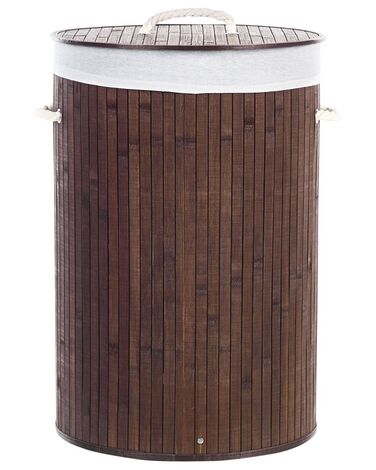 Laundry Basket SANNAR Bamboo Dark Brown 75 L