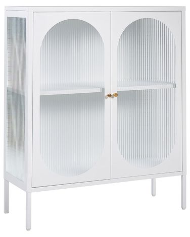 Buffet avec vitrine en verre SARRE Métal 90 cm Blanc