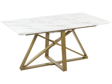 Eettafel uitschuifbaar MAXIMUS Wit marmer 160/200 cm 90 cm