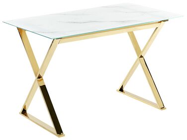 Eettafel ATTICA Marmer/goud 120 cm 70 cm Veiligheidsglas