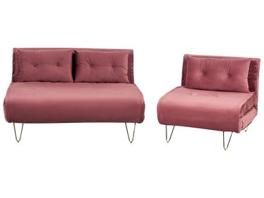 Ensemble de salon 3 places VESTFOLD Velours Rose