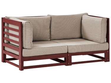 Canapé de jardin 2 places TRANI Bois d'acacia certifié Rouge foncé