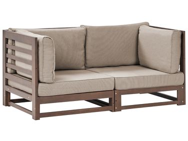 Canapé de jardin 2 places TRANI Bois d'acacia certifié Marron foncé