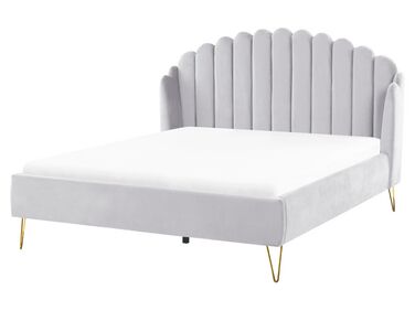 Bed Fluweel AMBILLOU 160 x 200 cm Lichtgrijs