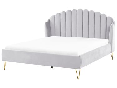 Bed Fluweel AMBILLOU 180 x 200 cm Lichtgrijs