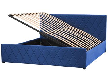 Bed met opbergruimte Fluweel ROCHEFORT 180 x 200 cm Marineblauw