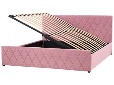 Bed met opbergruimte Fluweel ROCHEFORT 180 x 200 cm Roze