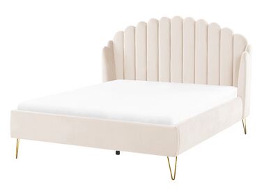 Bed Fluweel AMBILLOU 140 x 200 cm Lichtbeige