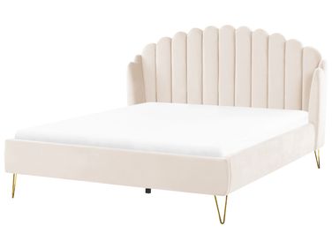 Bed Fluweel AMBILLOU 180 x 200 cm Lichtbeige