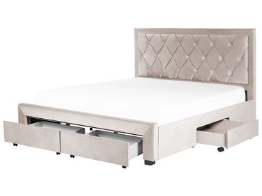 Bed met opbergladen Fluweel LIEVIN 180 x 200 cm Beige
