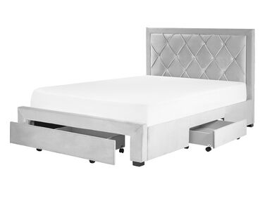 Bed met opbergladen Fluweel LIEVIN 140 x 200 cm Lichtgrijs