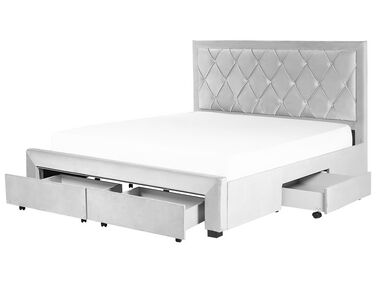 Bed met opbergladen Fluweel LIEVIN 180 x 200 cm Lichtgrijs