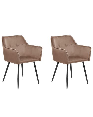 Set van 2 eetkamerstoelen JASMIN Fluweel Bruin