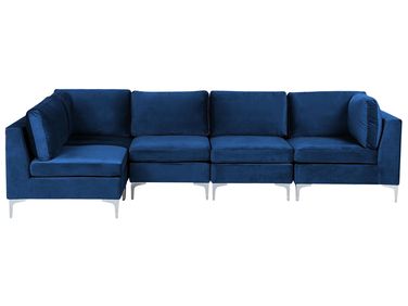 Canapé d'angle modulable 5 places EVJA Velours Bleu marine Côté droit