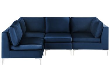 Canapé d'angle modulable 4 places EVJA Velours Bleu marine Côté droit