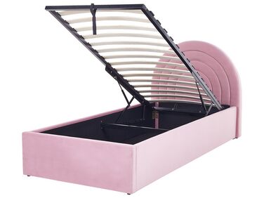 Kinderbed met opbergruimte Fluweel ANET 90 x 200 cm Roze