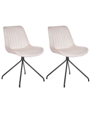 Set van 2 eetkamerstoelen NAVASOTA Fluweel Beige