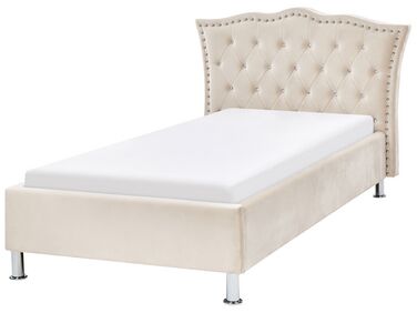 Bed Fluweel METZ 90 x 200 cm Beige