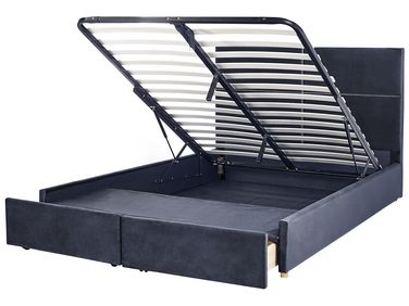 Bed met opbergruimte Fluweel VERNOYES 180 x 200 cm Zwart