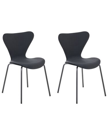 Set van 2 eetkamerstoelen BOONVILLE Fluweel Zwart