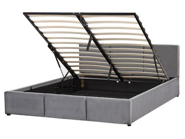 Bed met opbergruimte Fluweel BOUSSE 160 x 200 cm Donkergrijs