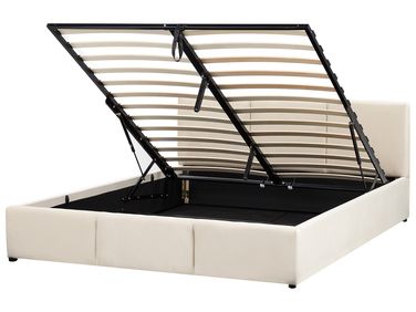 Bed met opbergruimte Fluweel BOUSSE 160 x 200 cm Lichtbeige
