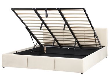 Bed met opbergruimte Fluweel BOUSSE 180 x 200 cm Lichtbeige
