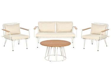 Garden Lounge Set with Table 4 Seater MONTESILVANO Metal Light Beige