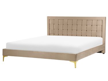 Bed Fluweel LIMOUX 160 x 200 cm Taupe