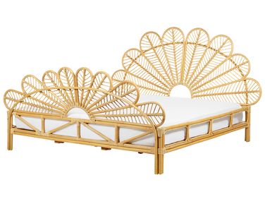 Bed Rotan FLORENTINE 180 x 200 cm Lichtbruin