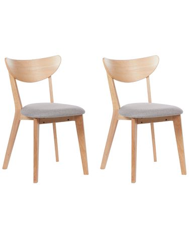 Set van 2 eetkamerstoelen ERIE Hout Lichtbruin/grijs