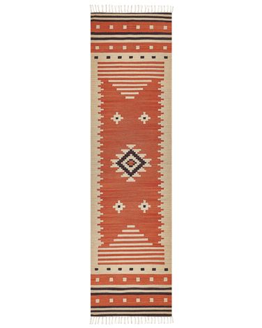 Rug GAVAR Orange 80 x 300 cm Cotton Kilim