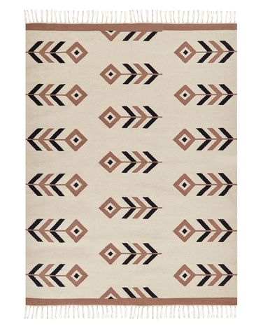 Rug NIAVAN Beige 140 x 200 cm Cotton Kilim