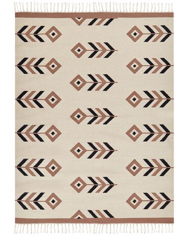 Rug NIAVAN Beige 160 x 230 cm Cotton Kilim