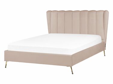 Bed Fluweel MIRIBEL 140 x 200 cm Taupe