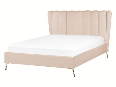 Bed Fluweel MIRIBEL 140 x 200 cm Beige